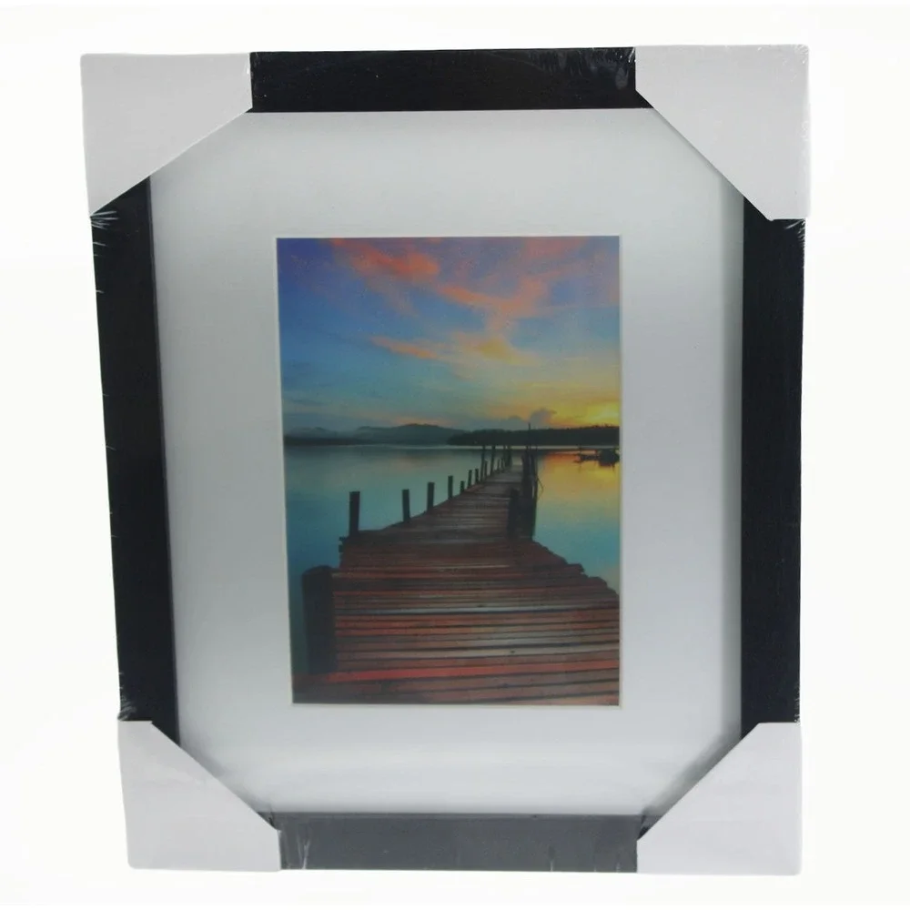 6 pcs Sindcom 8x10 Black Picture Frame Set MDF Wood Glass Wall Tabletop Display